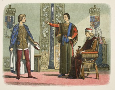 Heinrich VI. und die Herzöge von York und Somerset, September 1450, aus A Chronicle of England BC 55 to AD 1485, veröffentlicht in London von James William Edmund Doyle