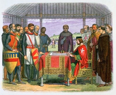 Illustration von König Johann bei der Unterzeichnung der Magna Carta, 19. Jahrhundert von James William Edmund Doyle