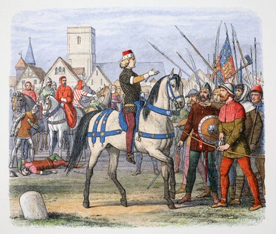 König Richard II. trifft die Rebellen in Smithfield, Bauernaufstand, 1381, 1864 von James William Edmund Doyle