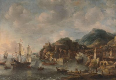 Niederländische Schiffe in einem fremden Hafen von Jan Abrahamsz. Beerstraten