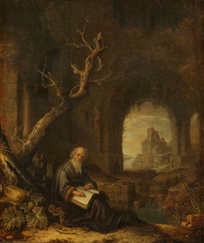 Ein Einsiedler in einer Ruine von Jan Adriansz van Staveren