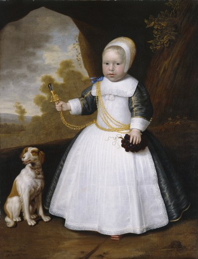 Porträt eines Jungen mit einem Hund von Jan Albertsz Rootius