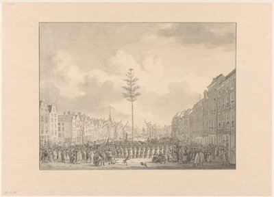 Freiheitsbaum auf dem Grote Markt in Rotterdam, 1795 von Jan Anthonie Langendijk Dzn (possibly)