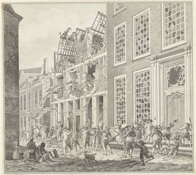 Plünderung des Hauses von Lucas van Steveninck, 1787 von Jan Arends (signed by artist)