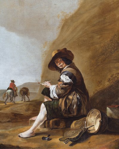 Ein Bauernjunge, sitzend und rauchend von Jan Baptist (attr.to) Weenix