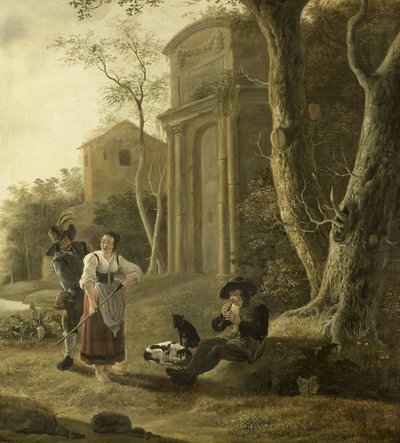 Der Pfeifer (Hirtenszene mit Schalmeispieler) von Jan Baptist Wolfaerts