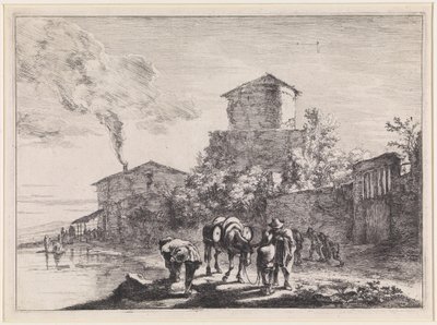 Männer und ein Maultier an der Via Appia von Jan Both