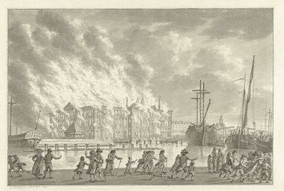Brand im Lands Zeemagazijn, 1791 von Jan Bulthuis (signed by artist)