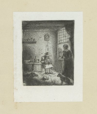 Interieur mit lesendem Mann von Jan Chalon