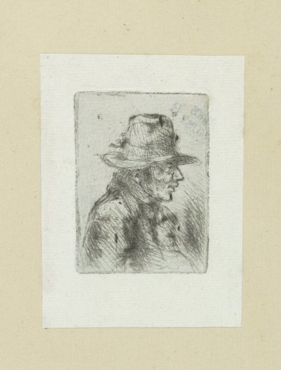 Mann mit hohem Hut, nach rechts von Jan Chalon