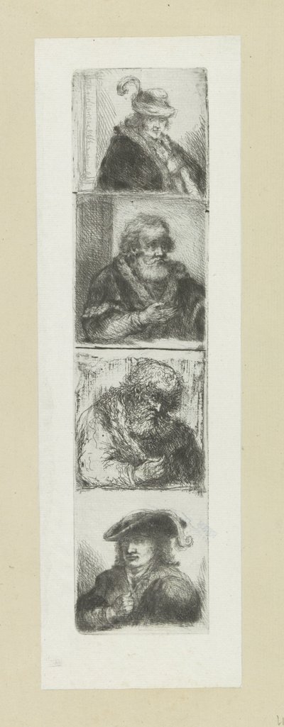 Vier Männerporträts von Jan Chalon