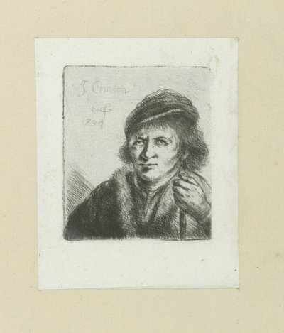 Erwachsener Mann mit Hut und Stock (The Compleat Work of Etchings by John Chalon) von Jan Chalon