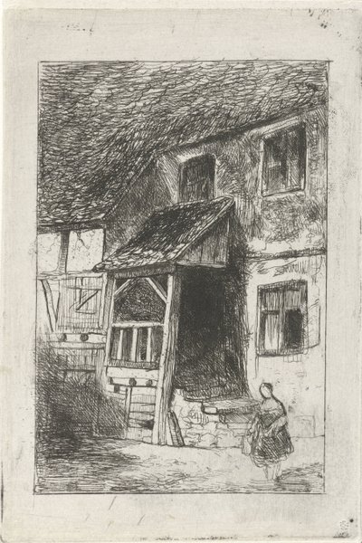 Fassade eines Hauses mit überdachtem Aufgang von Jan Diederikus Kruseman