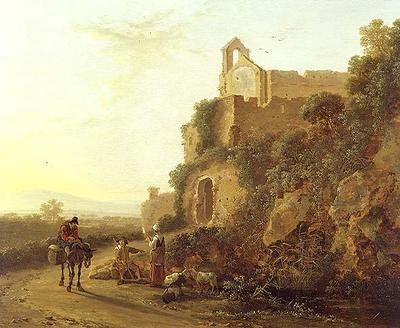 Eine italienische Landschaft mit Figuren auf einem Pfad von Jan Dirksz Both