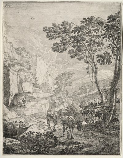 Die zwei Maultiere. Rocca Aquatico bei Ancona von Jan Dirksz Both