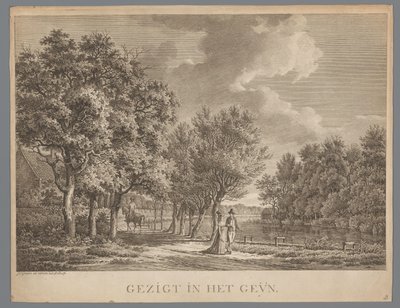 Landschaft mit einem Paar, das entlang des Ufers des Gein spaziert von Jan Evert Grave