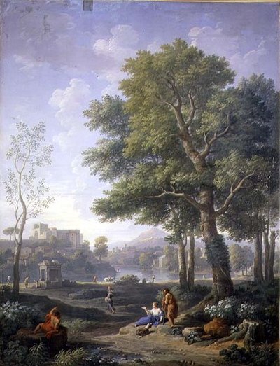 Capriccio-Ansicht mit einem Belvedere von Jan Frans van Bloemen