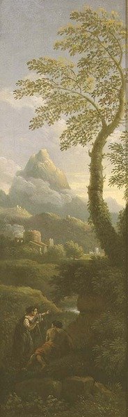 Figuren in einer klassischen Landschaft von Jan Frans van Bloemen
