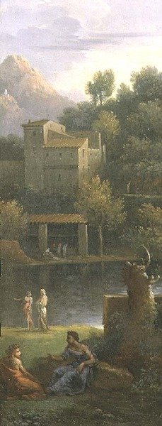 Figuren in einer klassischen Landschaft von Jan Frans van Bloemen