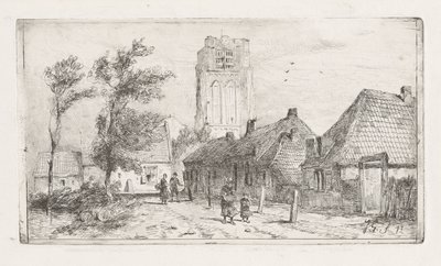 Dorfansicht mit Kirchturm von Jan Gerard Smits