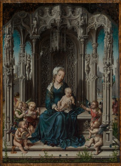 Thronende Maria mit dem Kind und musizierenden Engeln von Jan Gossaert