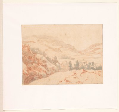 Hügellandschaft mit Blick auf ein Dorf von Jan Griffier (I)