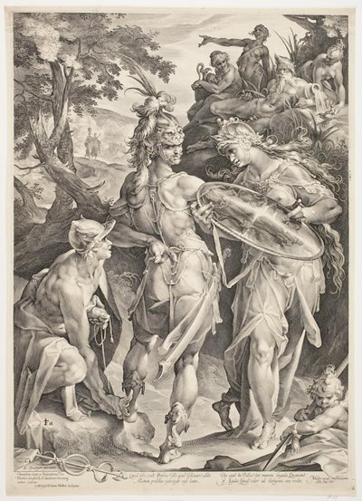 Minerva und Merkur rüsten Perseus für seine Begegnung mit Medusa von Jan Harmensz. Muller