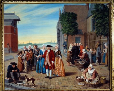 Spaziergang zum Fisch und Adlige in den Niederlanden von Jan Josef the Younger Horemans