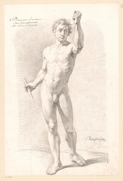 Stehender männlicher Akt, von vorne gesehen (2. Preis 1789) von Jan Kamphuijsen