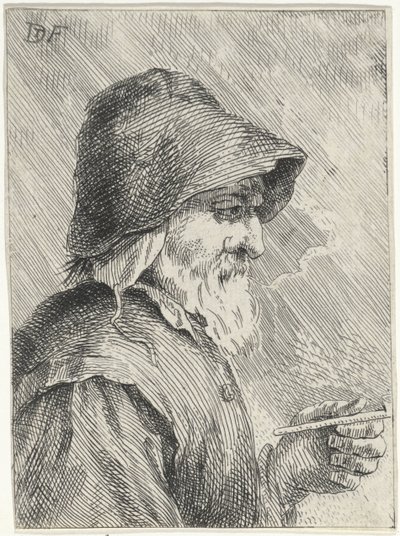 Alter Mann mit Bart und Pfeife in der Hand von Jan Lauwryn Krafft (I) (attributed to)