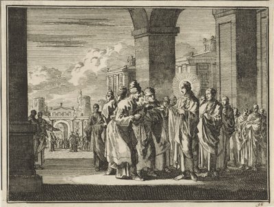 Christus im Streit mit den Pharisäern über die Steuer an den Kaiser von Jan Luyken