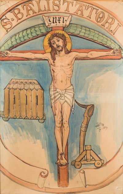 Karton für die Polychromie der Marienkirche - Emblem der Bogenschützen von Jan Matejko