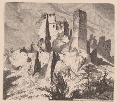 Ruinen der Burg in Odrzykoń, 1865 - Holzschnitt nach einer Zeichnung von Jan Matejko von Jan Matejko