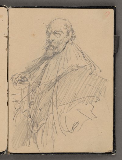 Jan Matejkos Skizzenbuch aus den Jahren 1861-1863. Einseitige Zeichnung. Vorderseite: Skizze eines Mannes in historischem Kostüm. von Jan Matejko