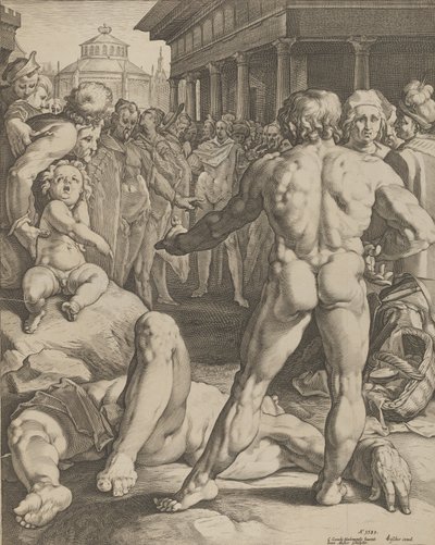 Der Kampf zwischen Odysseus und Irus, ca. 1590 von Jan Muller