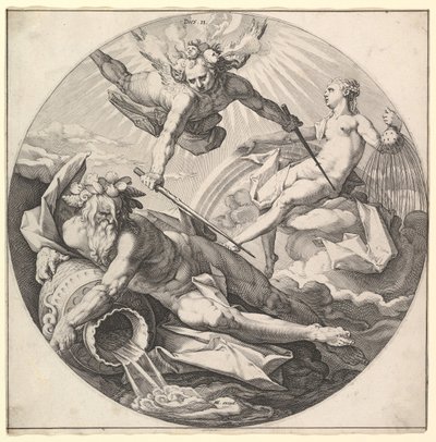 Der zweite Tag stirbt II, aus der Serie Die Schöpfung der Welt, ca. 1594 von Jan Muller