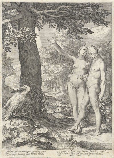 Adam und Eva vor dem Baum der Erkenntnis von Gut und Böse von Jan Saenredam