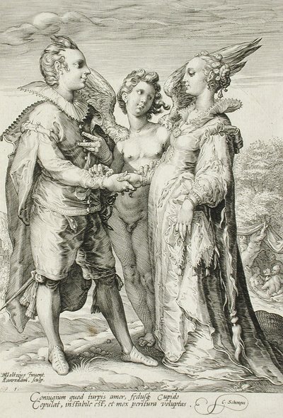 Ehe zum Vergnügen, Platte 1 der Ehe-Trilogie, um 1594 von Jan Saenredam