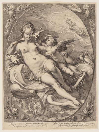 Venus und Amor, aus Drei Göttinnen in den Wolken von Jan Saenredam