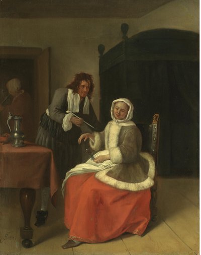 Liebende beim Wein von Jan Steen