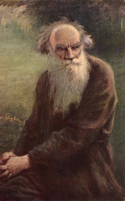 Porträt des Autors Leo N. Tolstoi 1828-1910, 1910 von Jan Styka