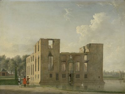 Rückansicht von Schloss Berckenrode in Heemstede nach dem Brand von Jan Ten Compe