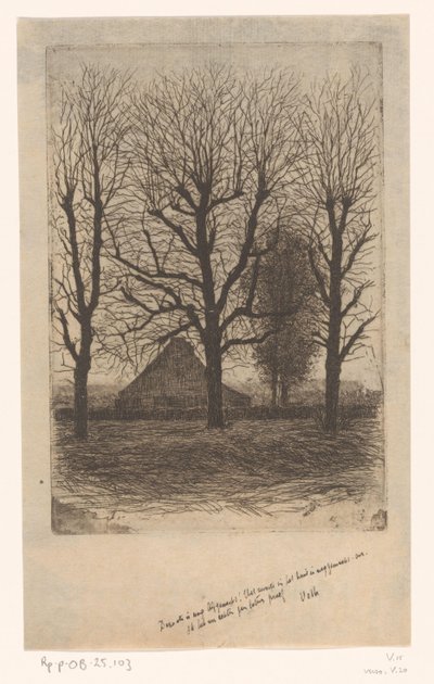 Bauernhof zwischen hohen Bäumen, Ewijkshoeve von Jan Veth (signed by artist)