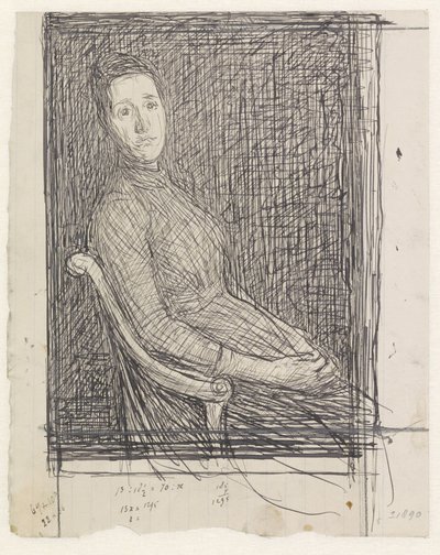 Porträt von Anna Dorothea Veth-Dirks, nach rechts sitzend von Jan Veth