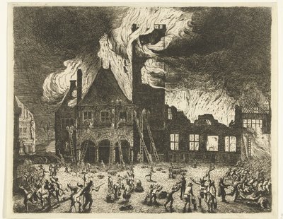 Das alte Rathaus von Amsterdam brennt von Jan de Baen