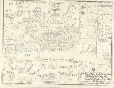 Belagerung und Einnahme von Deventer, 1578 von Jan de Lange (II) (signed by artist)