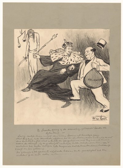 Das betrunkene Kommando und die übermütige Geldmacht halten einen Leichentanz von Jan de Waardt (signed by artist)