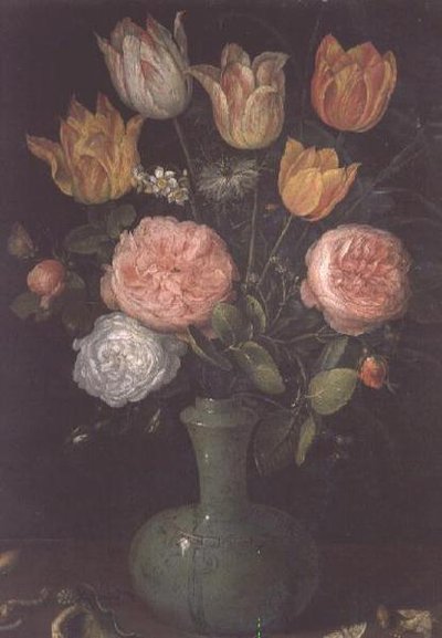 Blumenvase mit Diamanten auf dem Tisch von Jan the Elder Brueghel