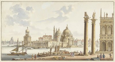 Ansicht der Sta. Maria della Salute vom Markusplatz in Venedig von Jan van Call (I)
