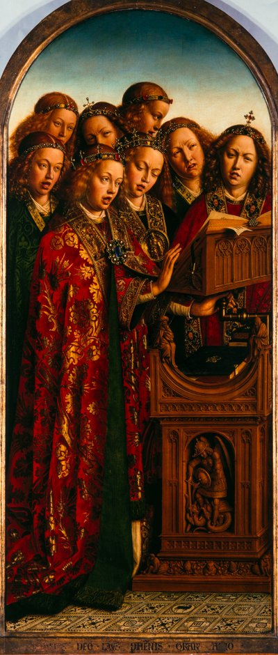 Der Genter Altar. Anbetung des mystischen Lammes: Singende Engel von Jan van Eyck